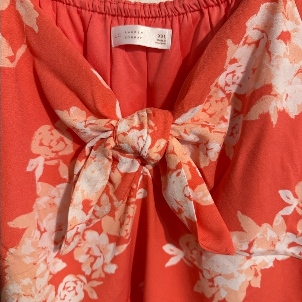 LC Lauren Conrad Coral and White Floral Mini Dress, Sz XXL - Picture 2 of 12